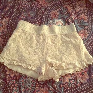 White lace shorts